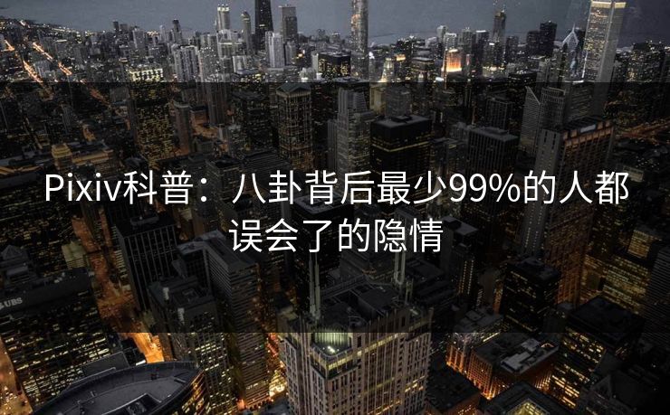 Pixiv科普：八卦背后最少99%的人都误会了的隐情