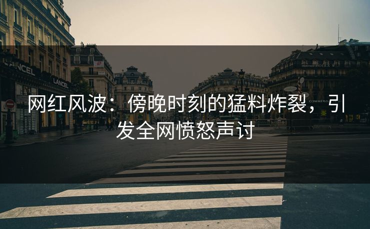 网红风波：傍晚时刻的猛料炸裂，引发全网愤怒声讨