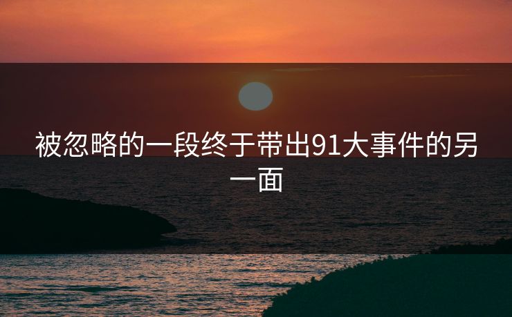 被忽略的一段终于带出91大事件的另一面