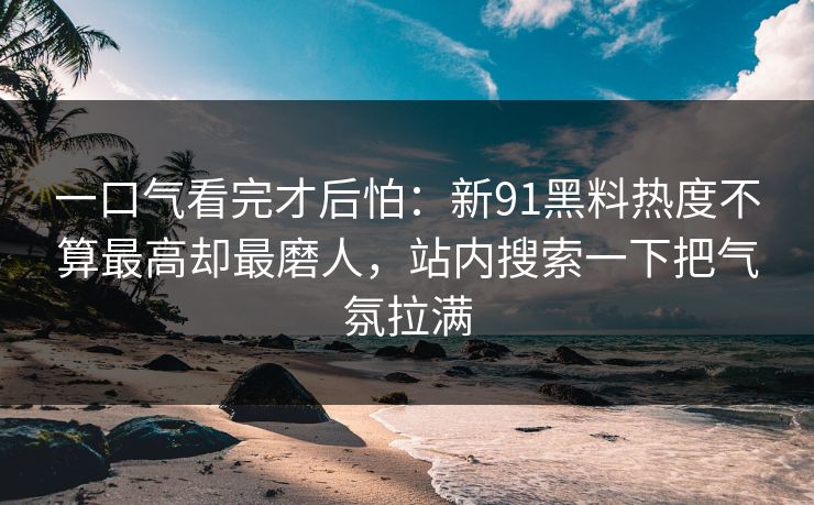 一口气看完才后怕：新91黑料热度不算最高却最磨人，站内搜索一下把气氛拉满